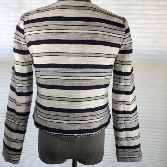 Limited Blazer Textured Striped Navy and Cream 4P - Picture 4 of 8